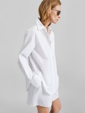 NEW The Frankie Shop Lui Organic Cotton Shirt Button Up White XS